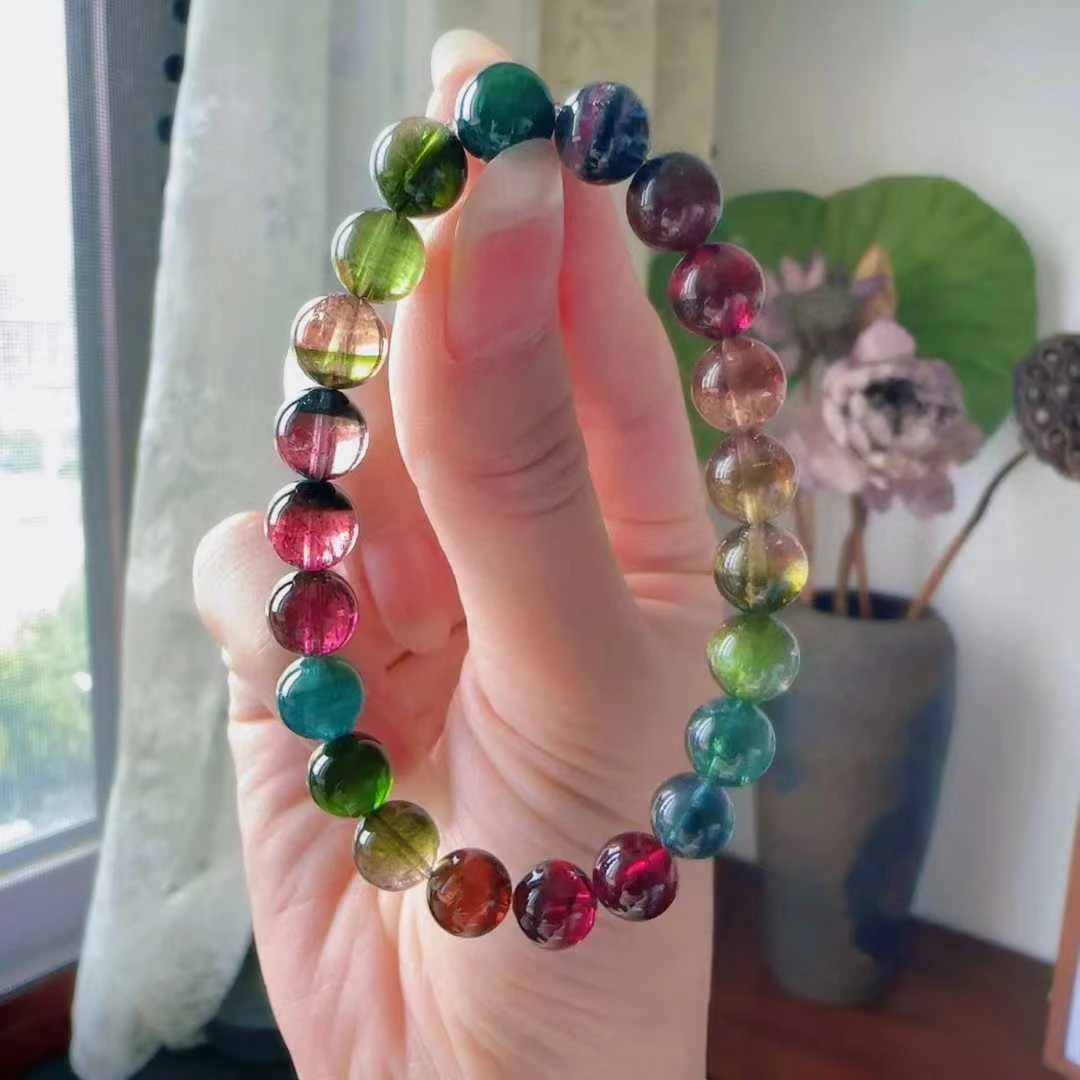 天然真品西瓜单圈手链8.5mm21.7g正品碧玺手串纯天然真品100%
