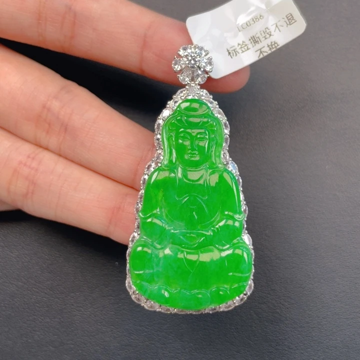 翡翠银S925镶嵌吊坠(不含链)