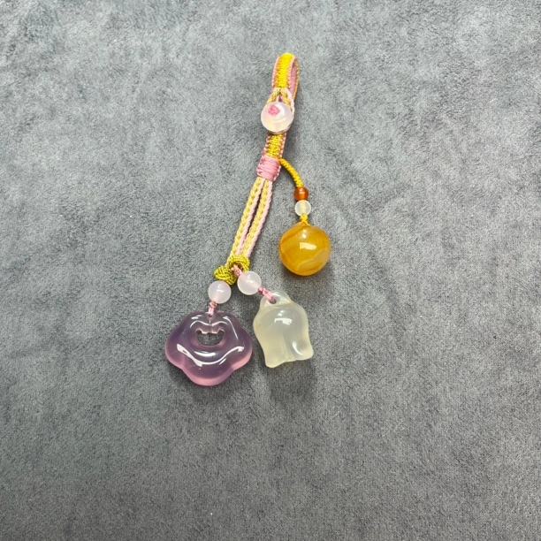 天然玛瑙玉石小巧精致钥匙挂