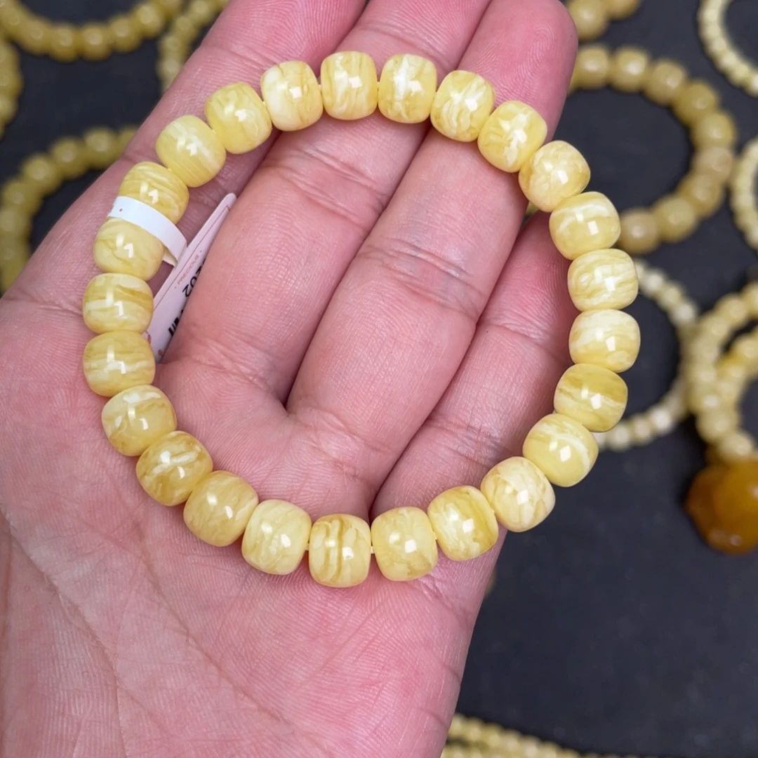 蜜蜡未镶嵌裸石虎皮纹千层雪蜜蜡手串8.8mm