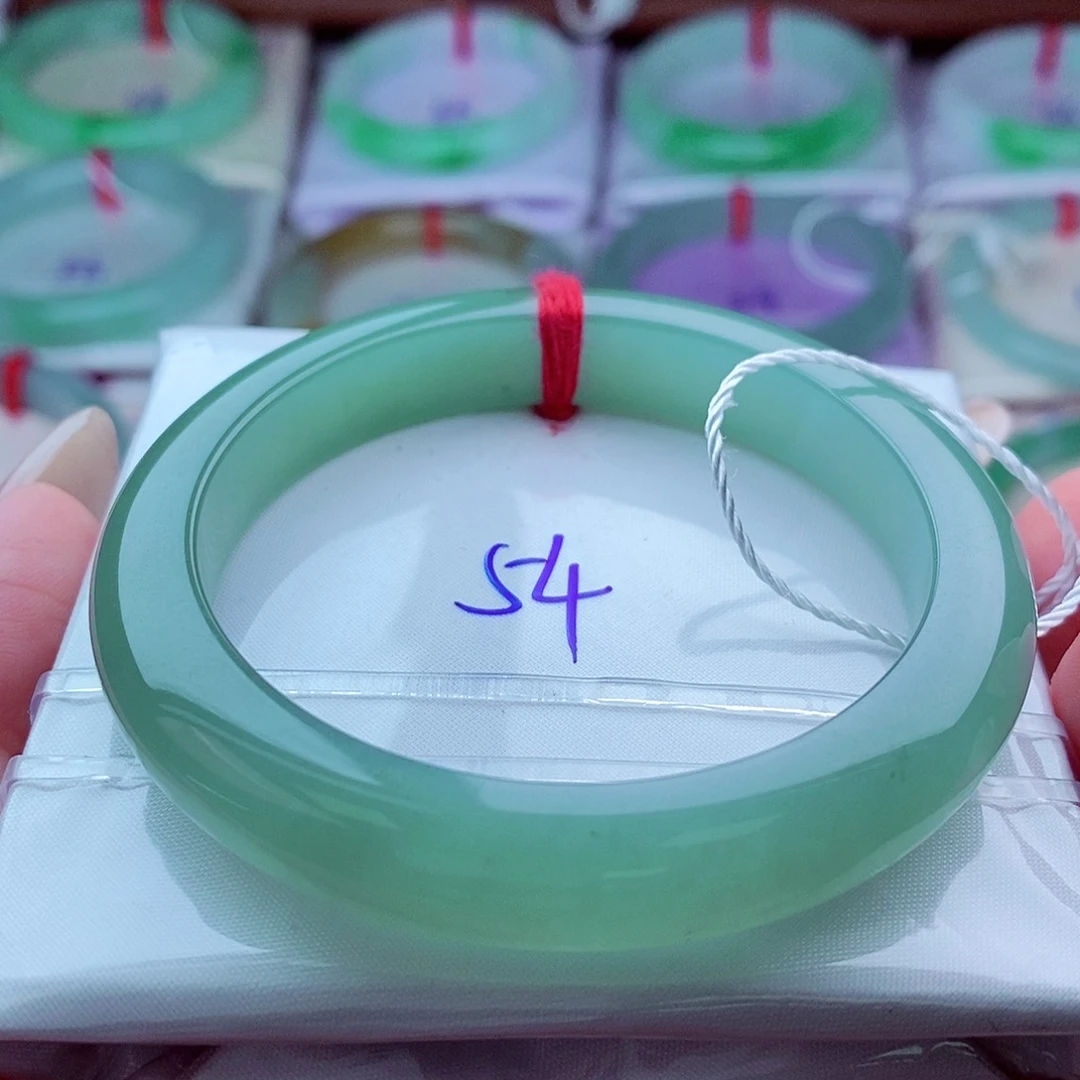 翡翠手镯未镶嵌冰胶老蓝水正圈（913编）