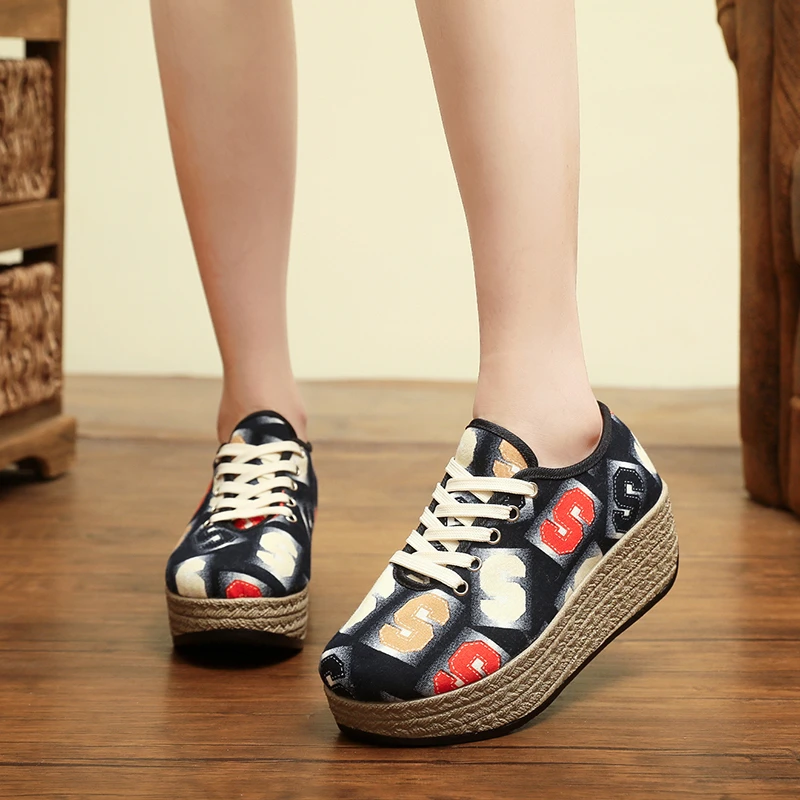 第三代底孤品1618-56 新款字母 松糕底单鞋古装低帮女鞋