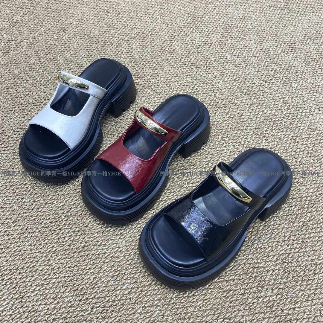 YG 欧货厚底8cm凉拖鞋女2025夏季新款百搭舒适增高显瘦拖鞋
