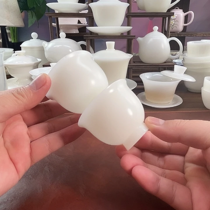 2杯:隐唐窑系列/璞玉素烧自生釉65ml反口客杯