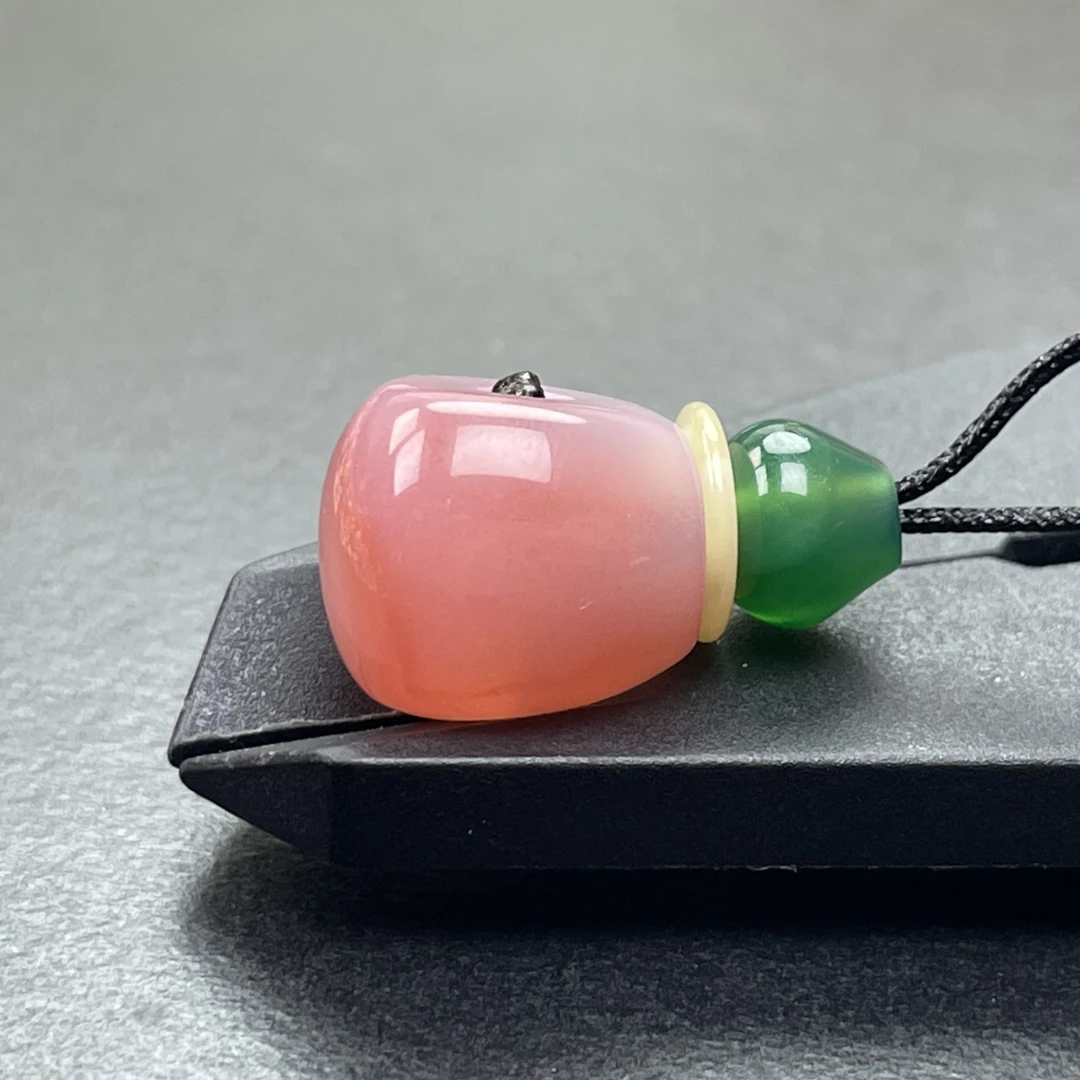 原矿冰透粉糯玛瑙10mm葫芦（有福有禄）奶嘴三通文玩菩提百搭配饰