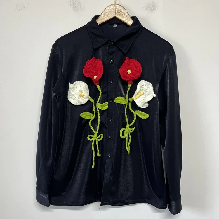 限量男装 马蹄莲手工勾花简约百搭原创设计师男装衬衫