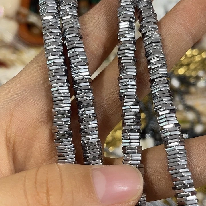 玛瑙/玉髓合金珠宝半成品一条4mm银色六边形盘缠