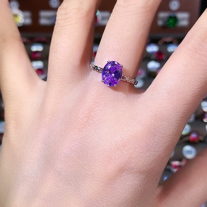 戒指银S925镶嵌锂辉石白79