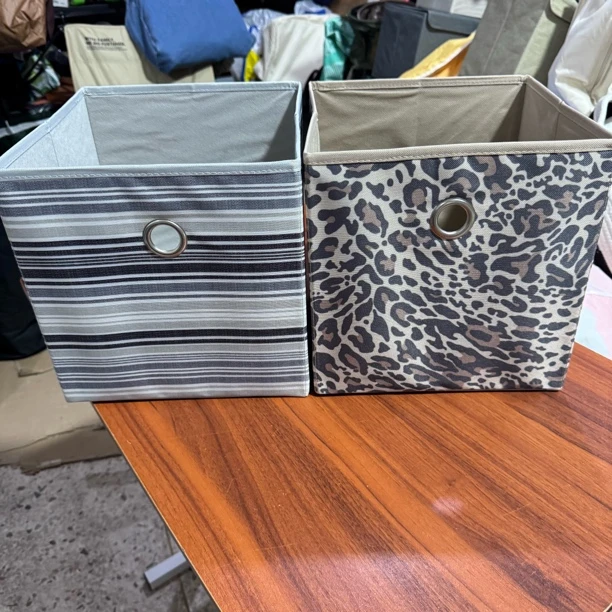 条纹微瑕！27*27cm 牛津布可折叠收纳筐！