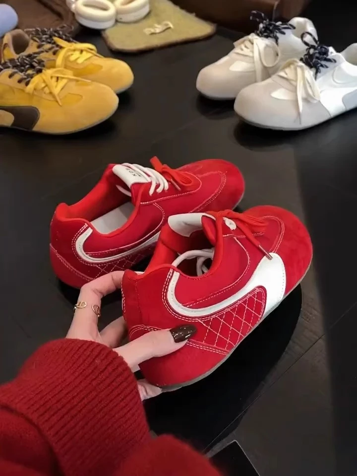 氛围感德训鞋女2025春季新款内增高软底芒果头丑萌休闲运动阿甘鞋