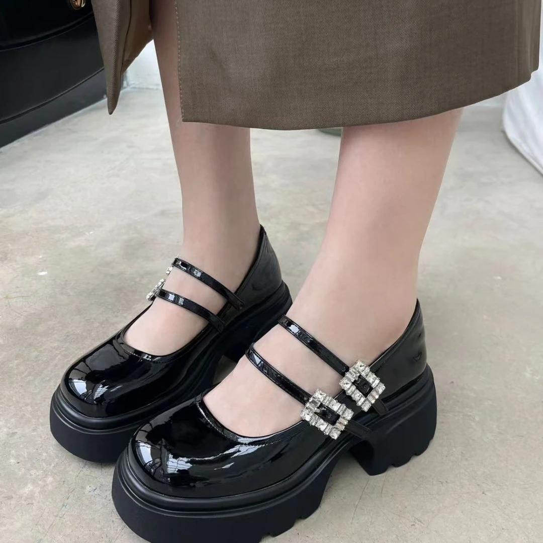 【S-98玛丽珍】厚底百搭玛丽女鞋2025新款春季法式单鞋皮鞋黑色鞋子