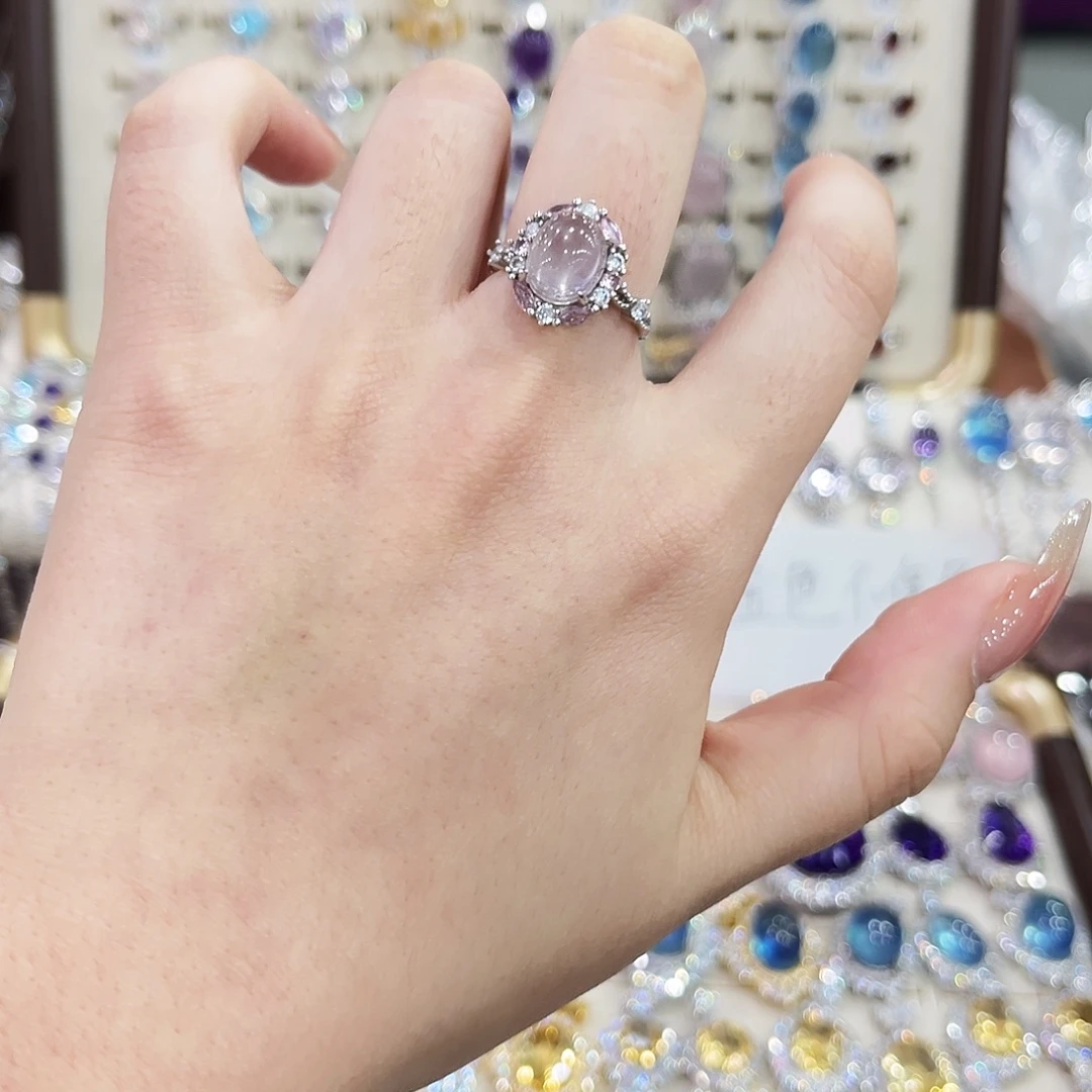 烟晶戒指银S925镶嵌