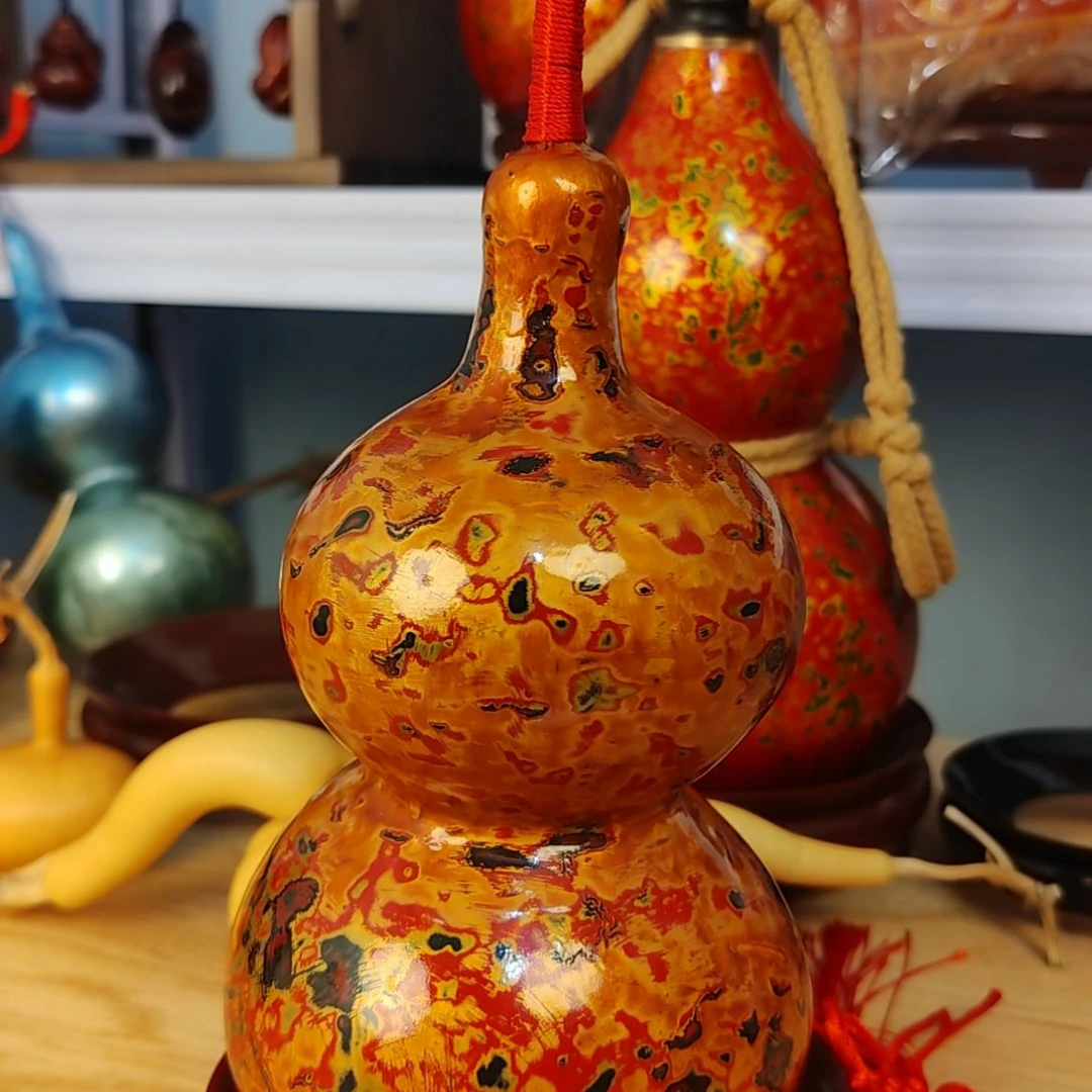 暗色系黑金红大漆葫芦随机送挂件