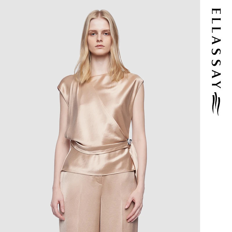 ELLASSAY歌力思2025夏季新款高级缎纹垂顺感衬衫女EWD362C02200