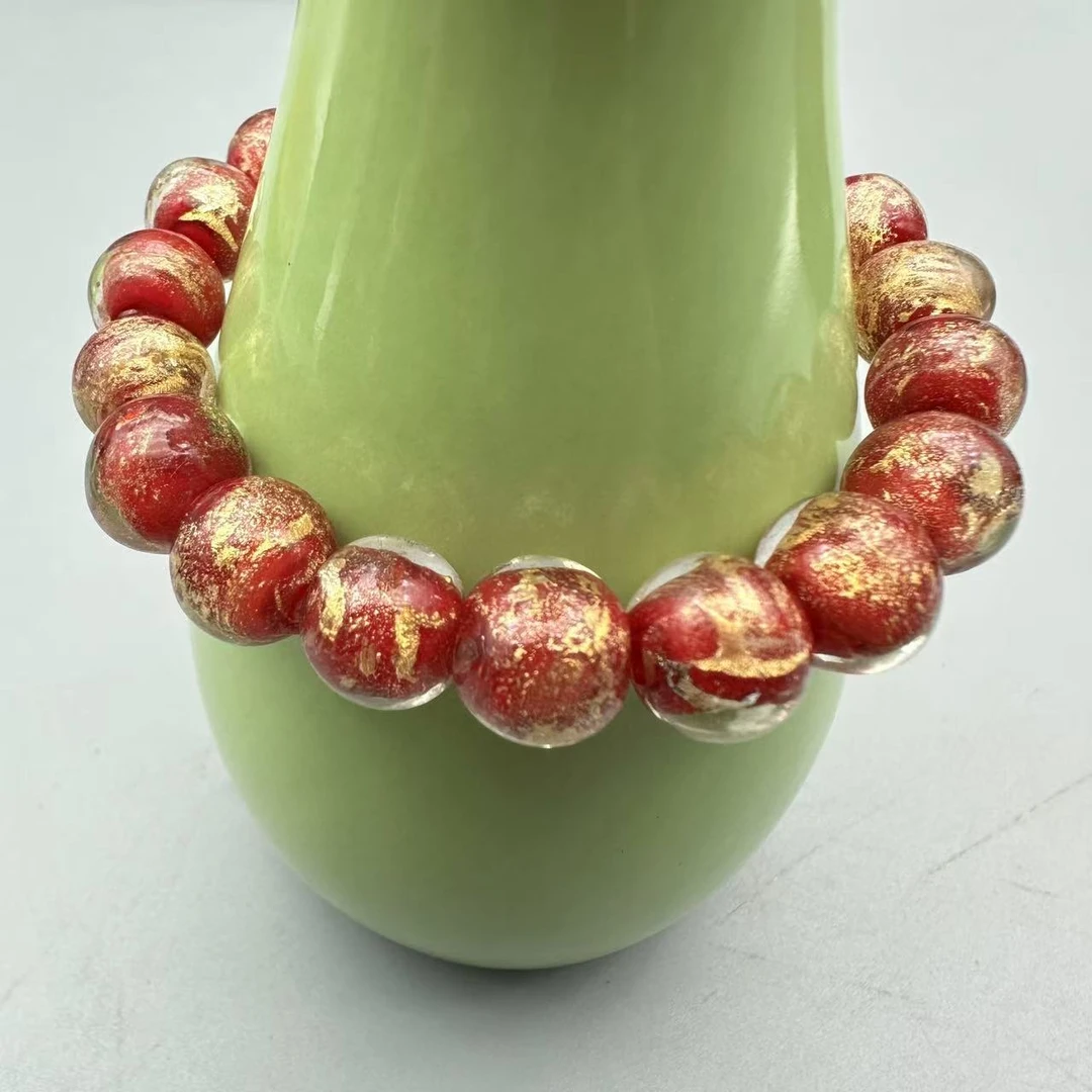 LX052- 红色琉璃珠单圈手串10mm