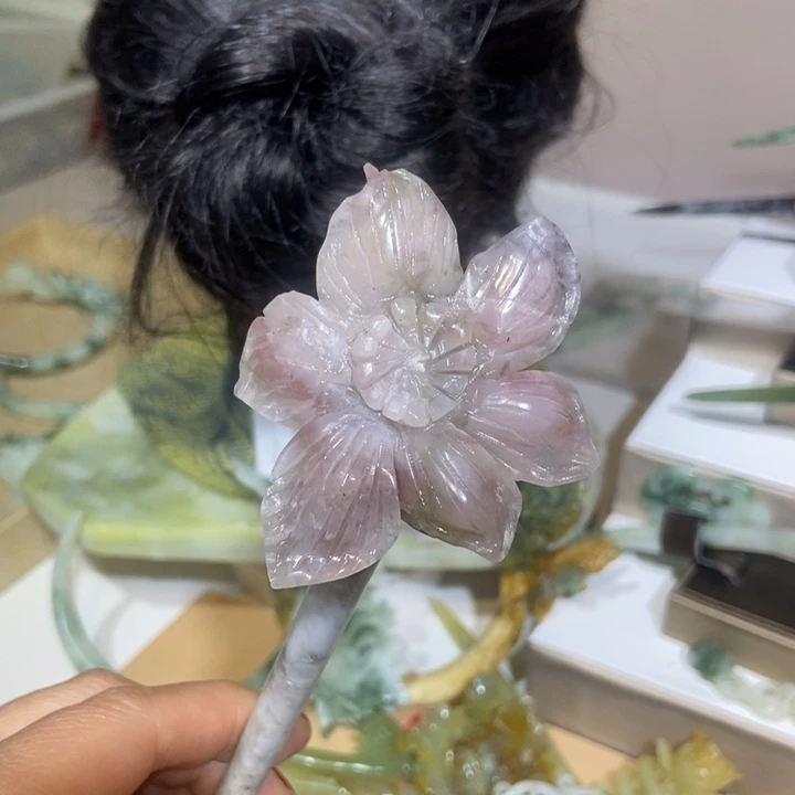 蛇纹石玉发饰未镶嵌珍*我