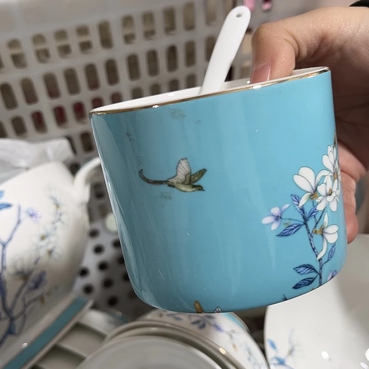 瓷片微瑕骨瓷调料罐一个水云间