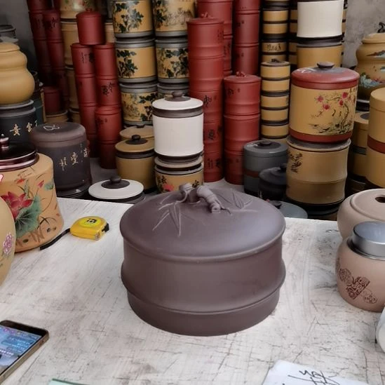 紫砂茶叶罐竹节四饼不退不换处理005