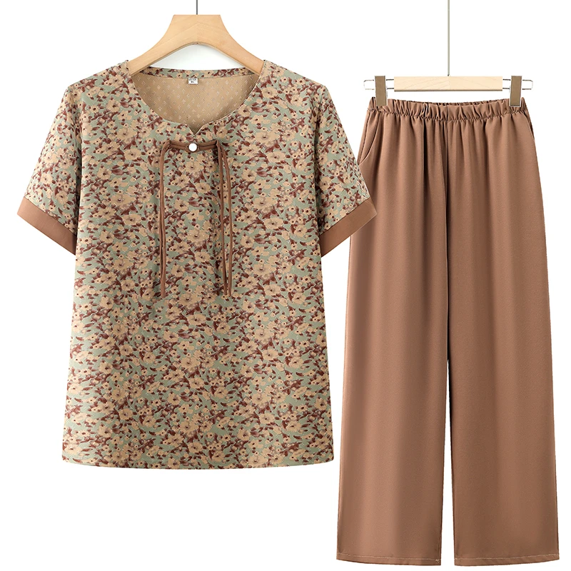 中老年人女装妈妈装夏季高贵洋气母亲60-80岁老太太衣服奶奶套装