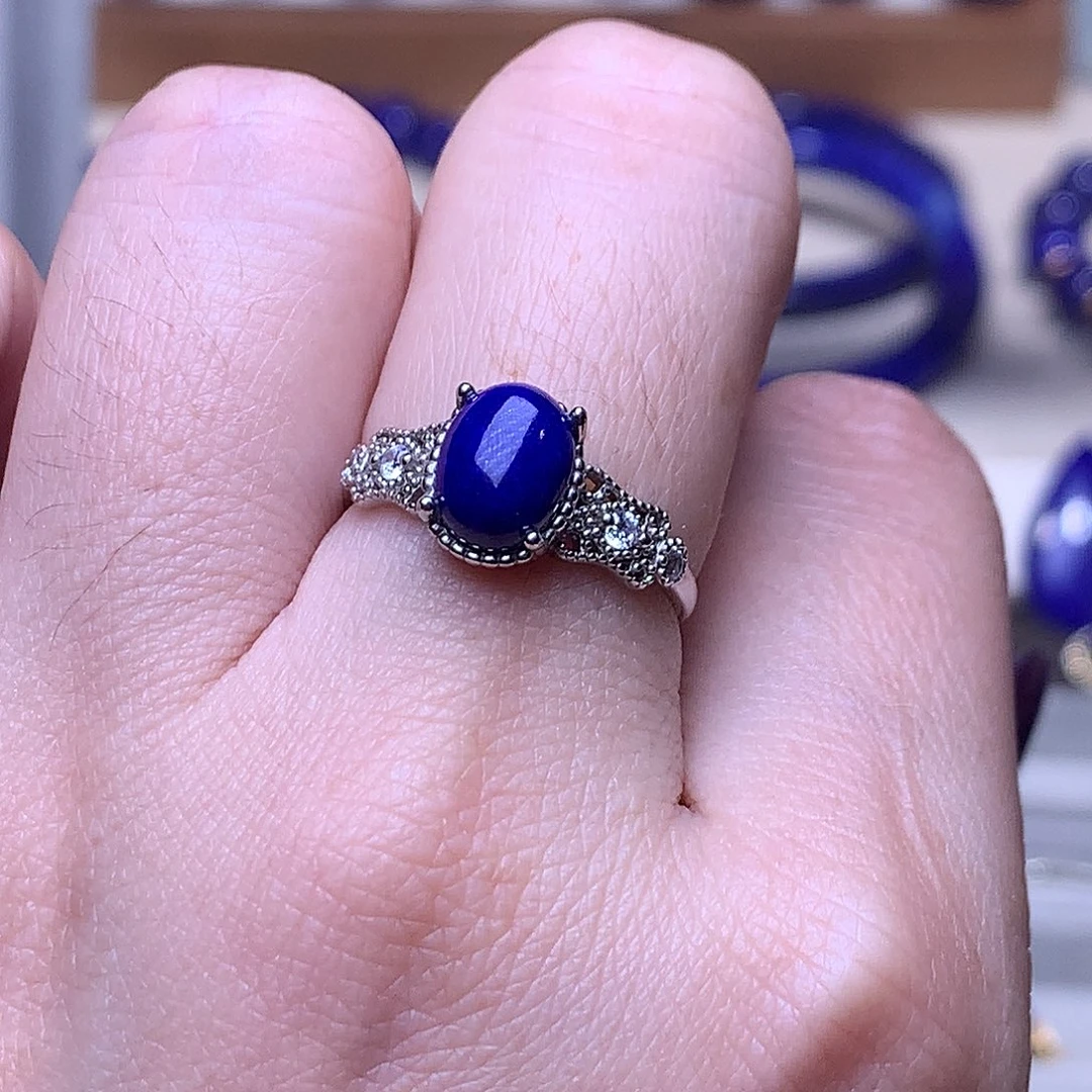 小***仙青金石银S925镶嵌戒指