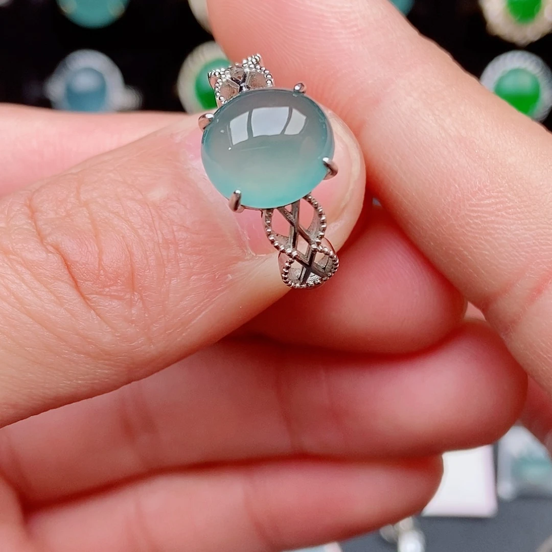 翡翠戒指银S925镶嵌8645289