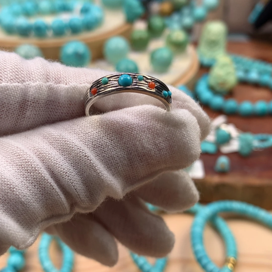 绿松石银S925镶嵌珠宝奇石