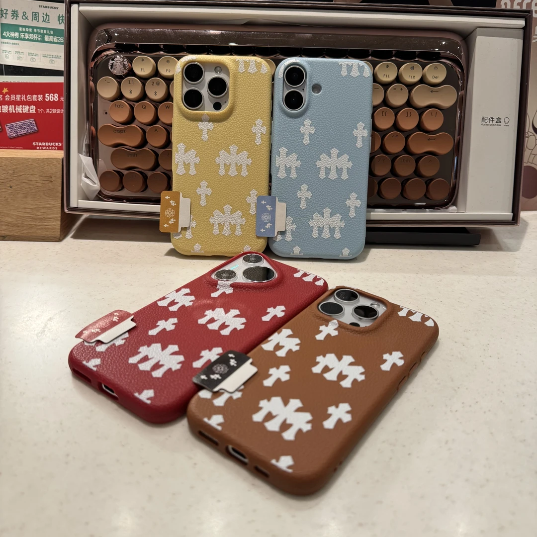 高级克罗心标签皮纹适用苹果17/16promax手机壳华为P70vivo小米15