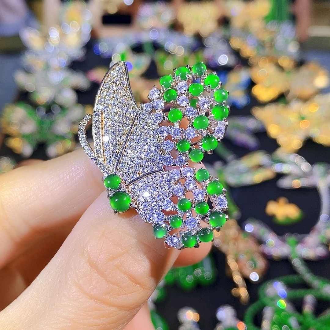 吊坠(不含链)银S925镶嵌翡翠