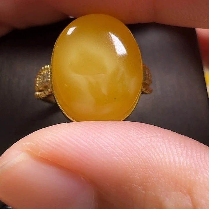 蜜蜡银S925镶嵌戒指戒指