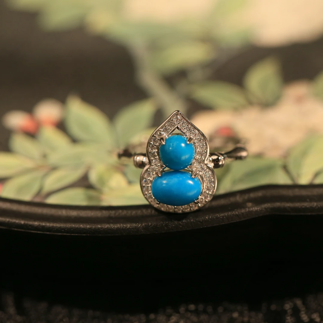 【曼丽专属】安曼博 S925银福禄绿松美松戒指 (XZ0214BZ)