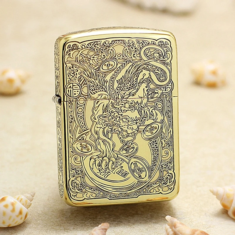 zippo正品打火机/1941黄铜精雕招财貔貅DY9913DK【阿明】