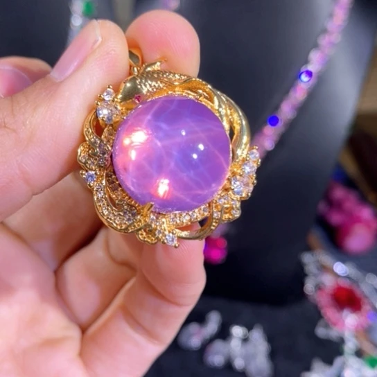 红宝石颈饰银S925镶嵌