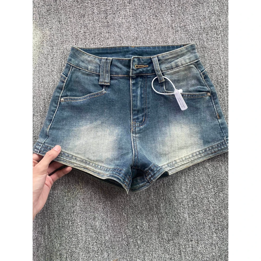 微胖mm复古辣妹高腰直筒牛仔短裤女夏季新款美式显瘦设计感a字裤