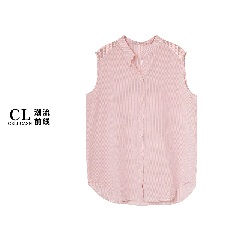 K7KI3E74#夏粉色系女衬衫翻领宽松薄款上衣设计感通勤宽松型