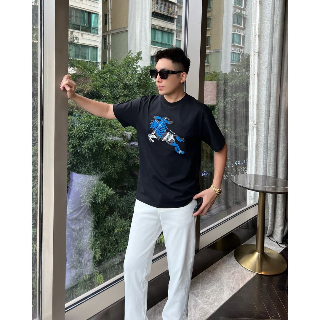 【植绒战马】李查德痞帅慵懒早秋老钱立体毛刷男士短袖T恤休闲半袖