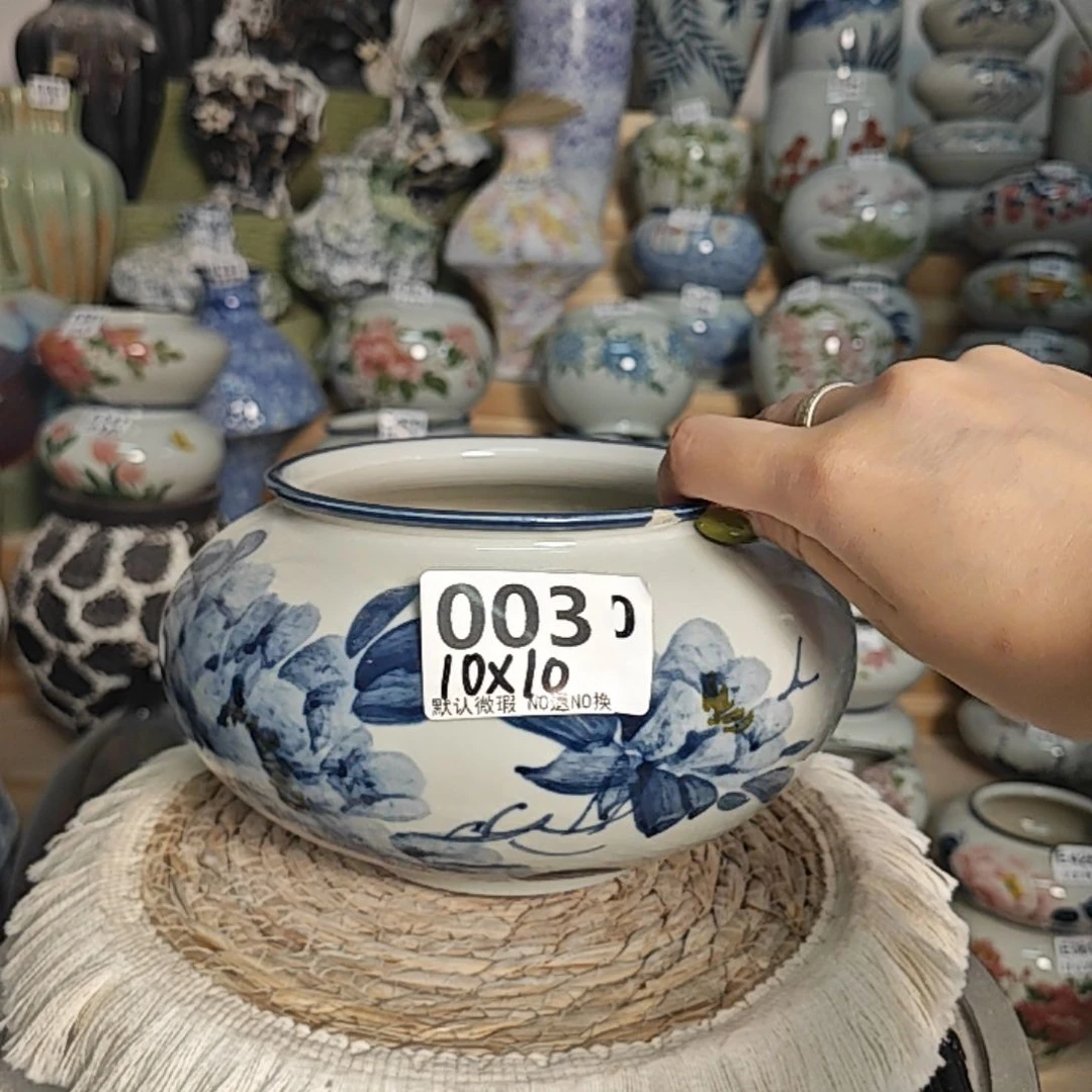 no退换 口磕 无孔 景德镇纯手绘高温陶瓷 打孔备注003