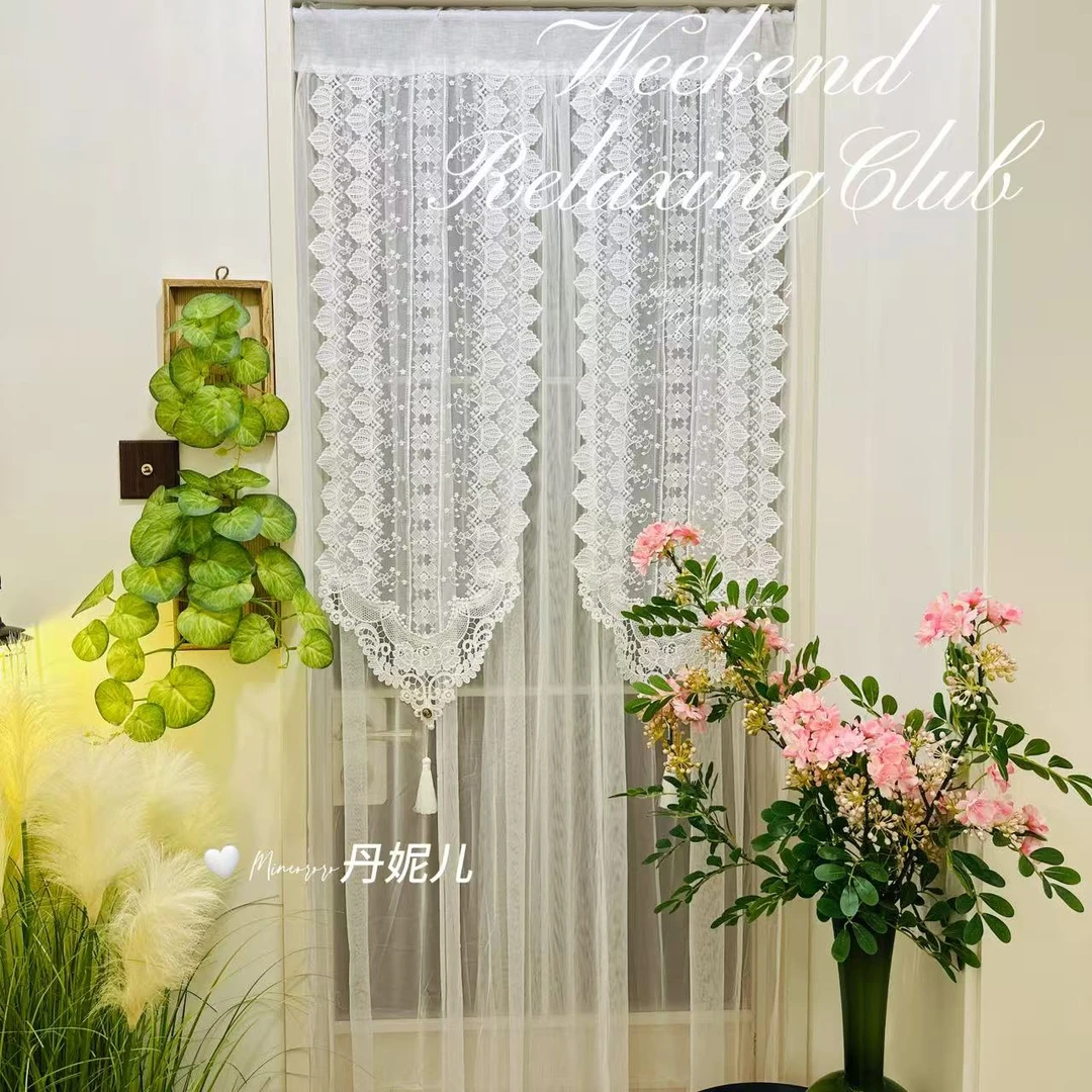 轻奢法式门帘刺绣隔断帘高级感免打孔隔断帘子