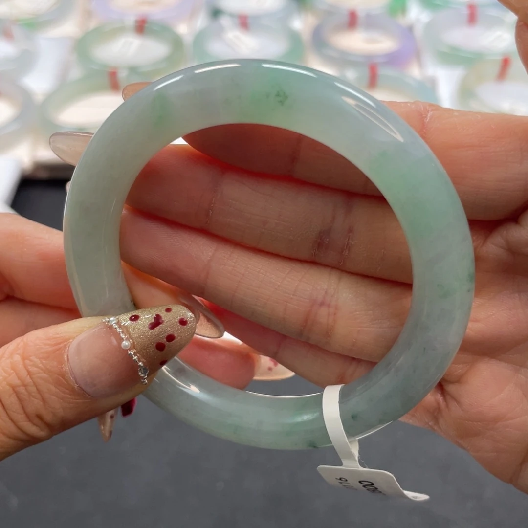 【闪购商品】翡翠手镯未镶嵌冰润绿花丝5354圆条