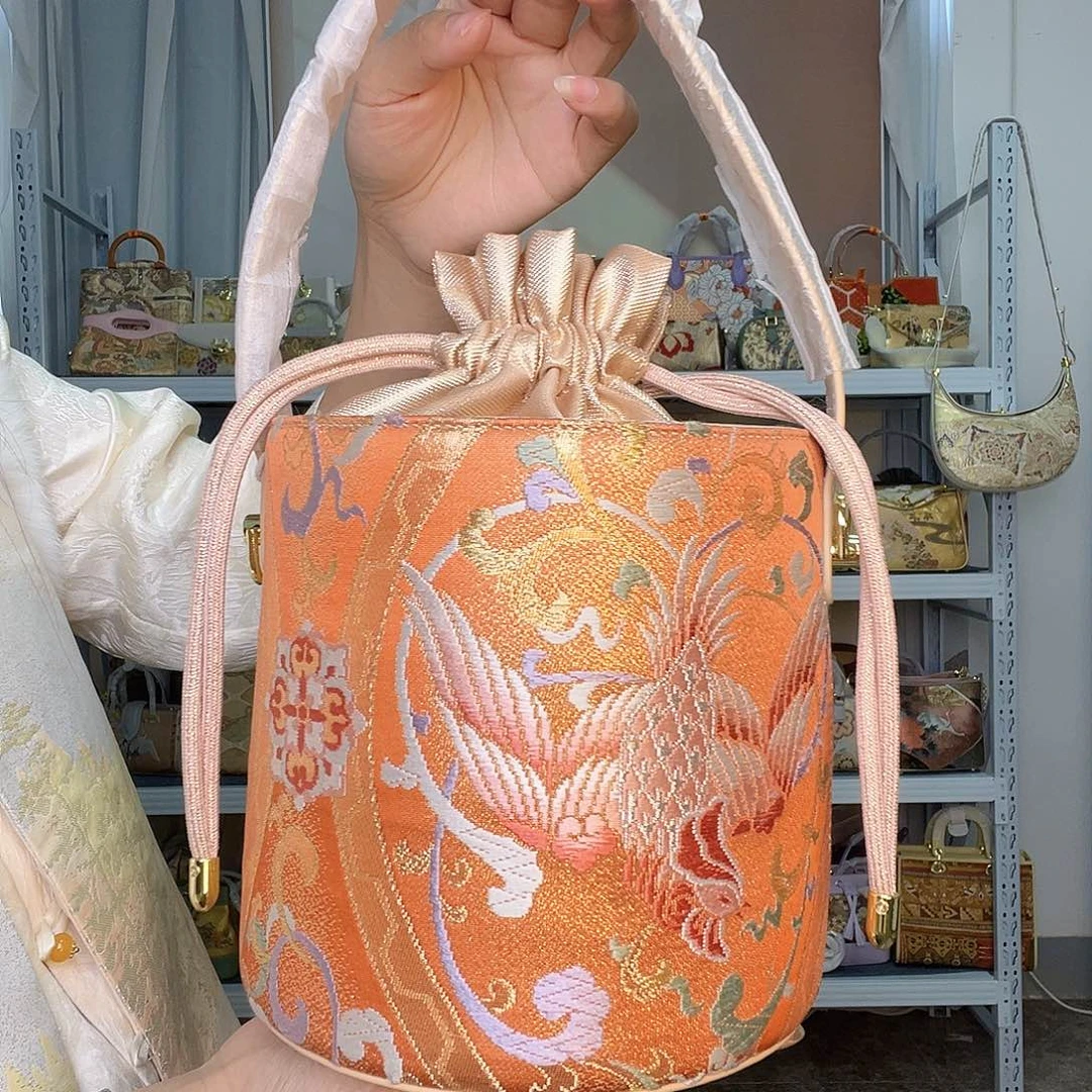 织物桑蚕丝非遗唐锦发财桶