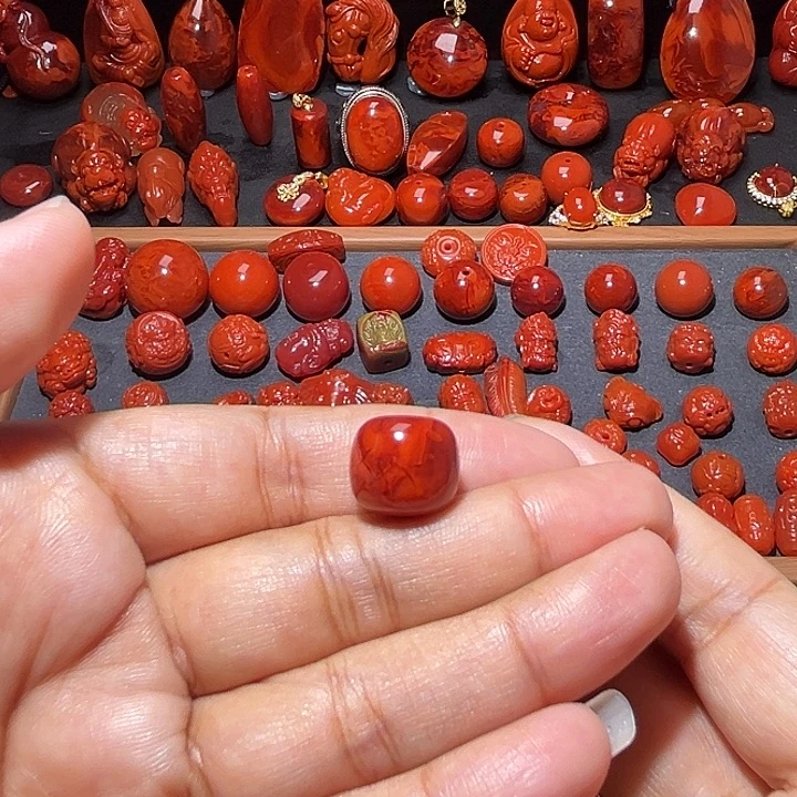 南红玛瑙未镶嵌配饰妖花火焰纹老型14mm