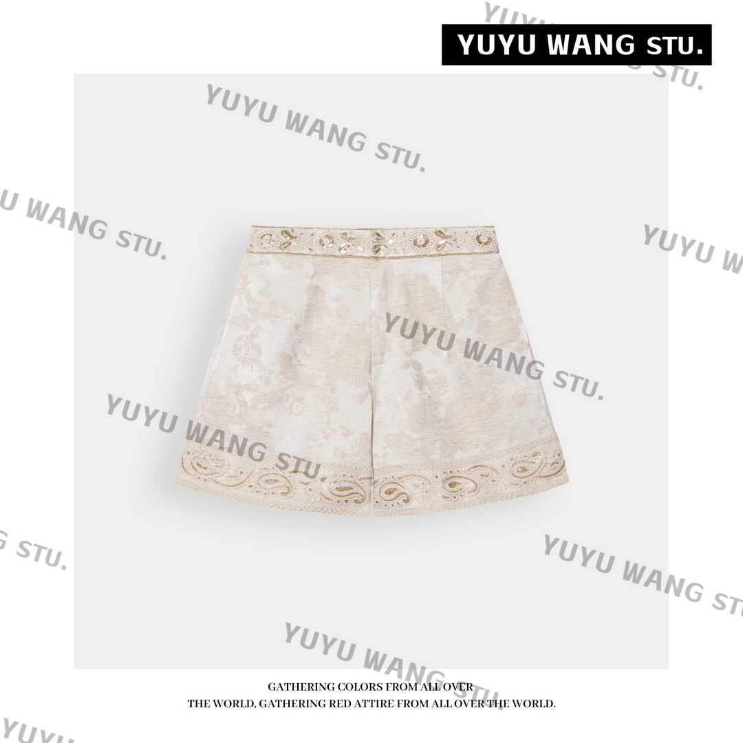 YUYU WANG 【波漾】春夏新中式国风阔腿裤短裤女2025新款爆款