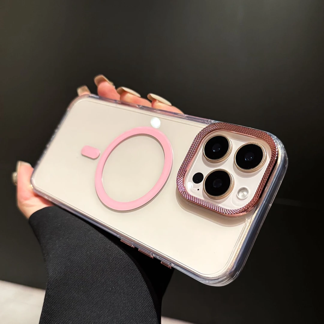 大孔美瞳镜框高透适用苹果17promax手机壳iphone16磁吸15透明防摔