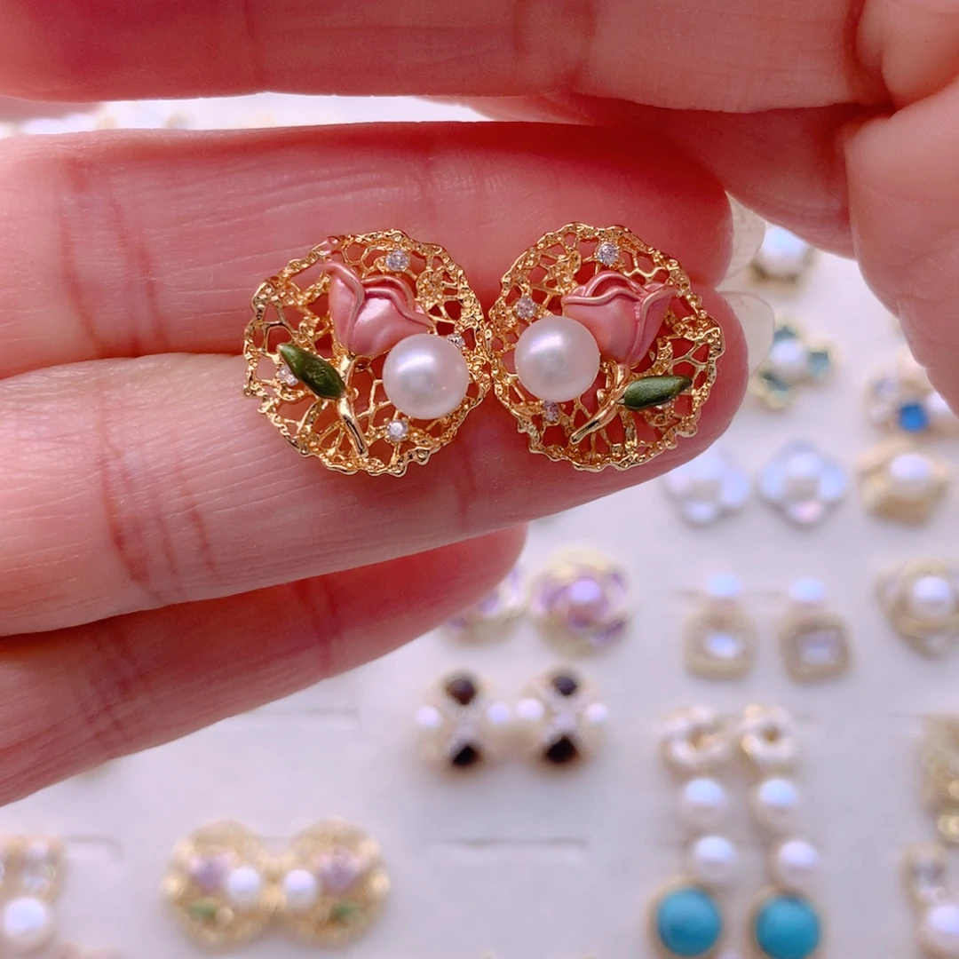 淡水珍珠耳饰合金