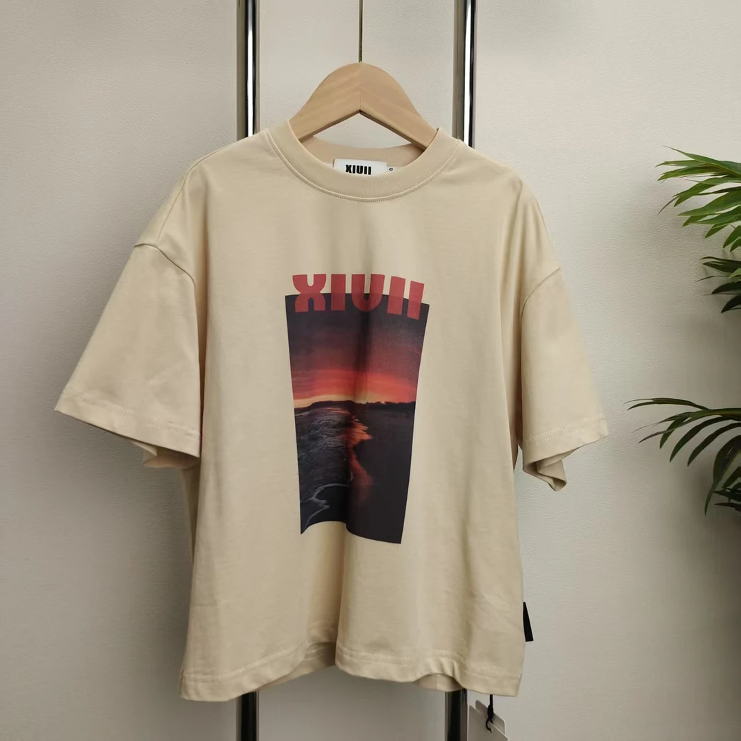 【B657】米白色短袖T恤B7-10