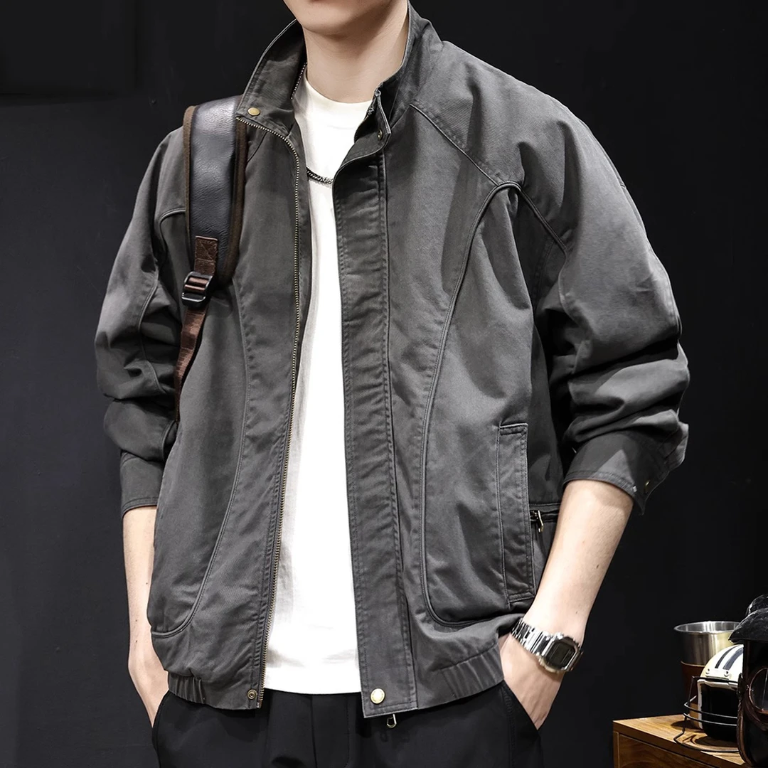 美式潮牌高端夹克男2025新款春秋款衣服男装大码男士工装外套纯棉