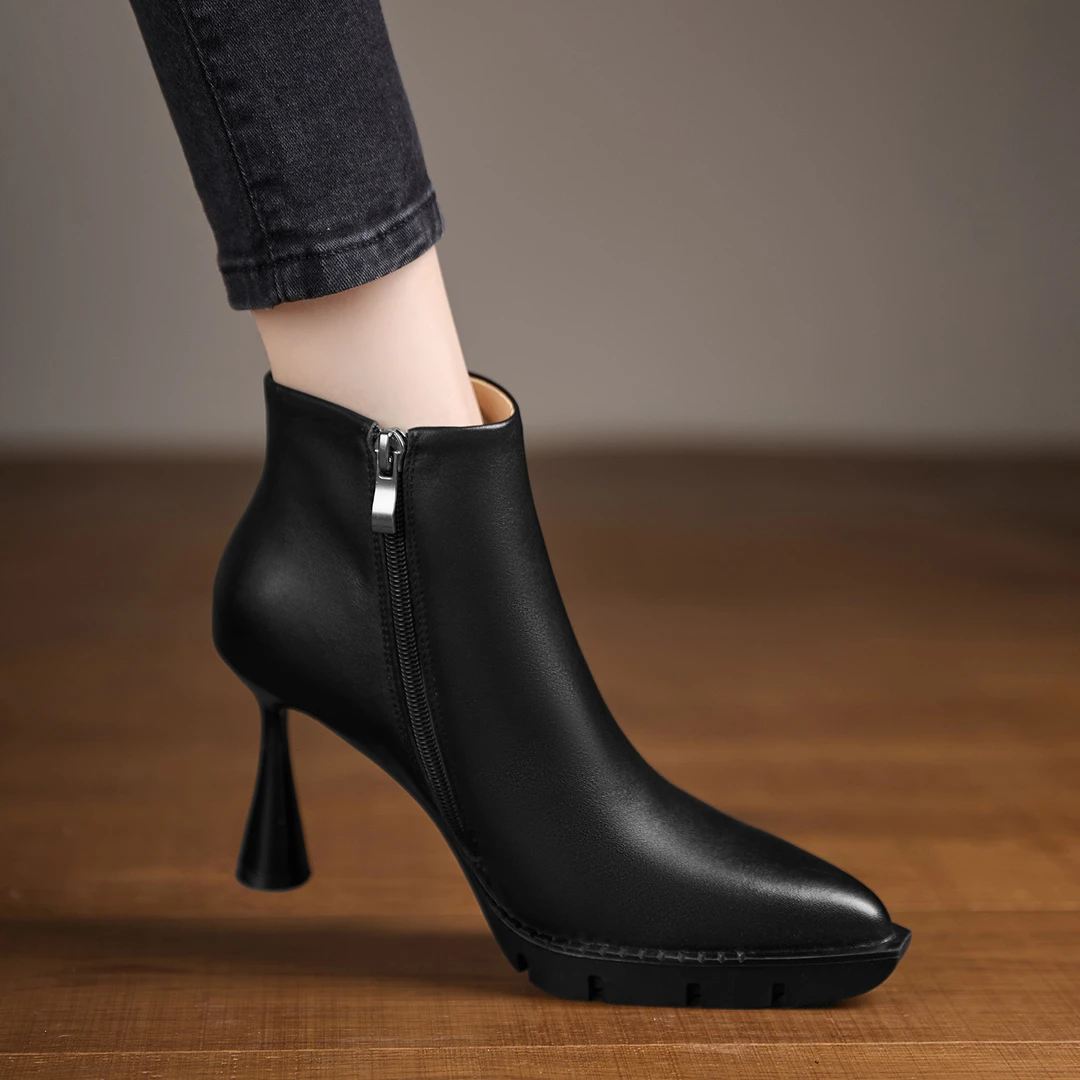 小个子增高8.9cm~靴子女款爆款2025新款及踝靴配裙子防水台短靴女