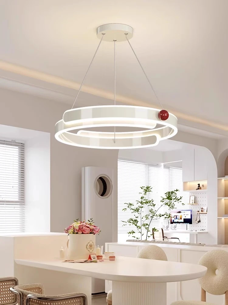 餐厅吊灯现代简约卧室灯极简创意设计圆环家用大气房间艺术餐厅灯