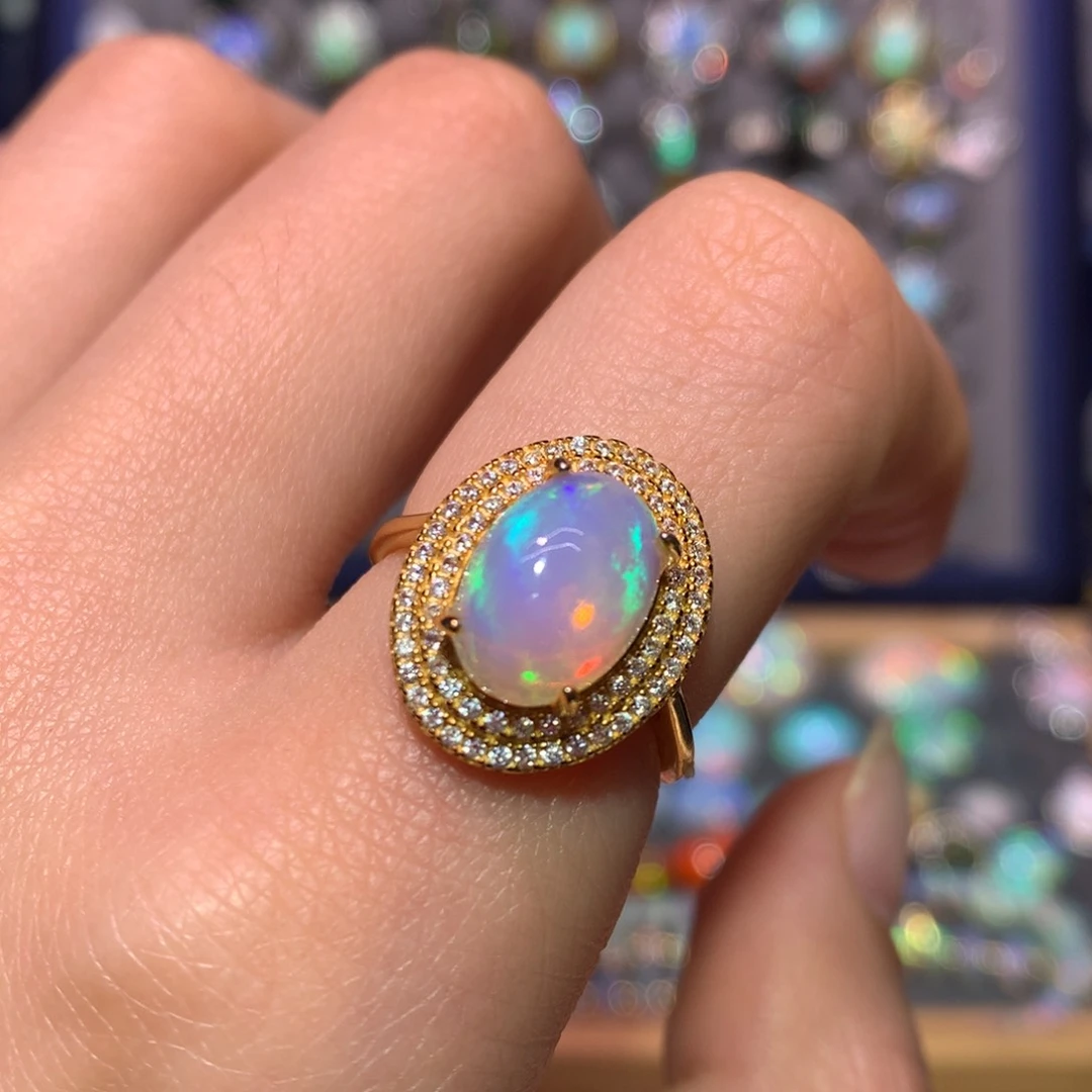 银S925镀金镶嵌欧泊戒指款式