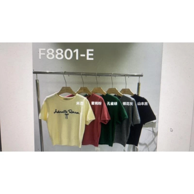 非町@8801 韩系字母圆领针织短袖