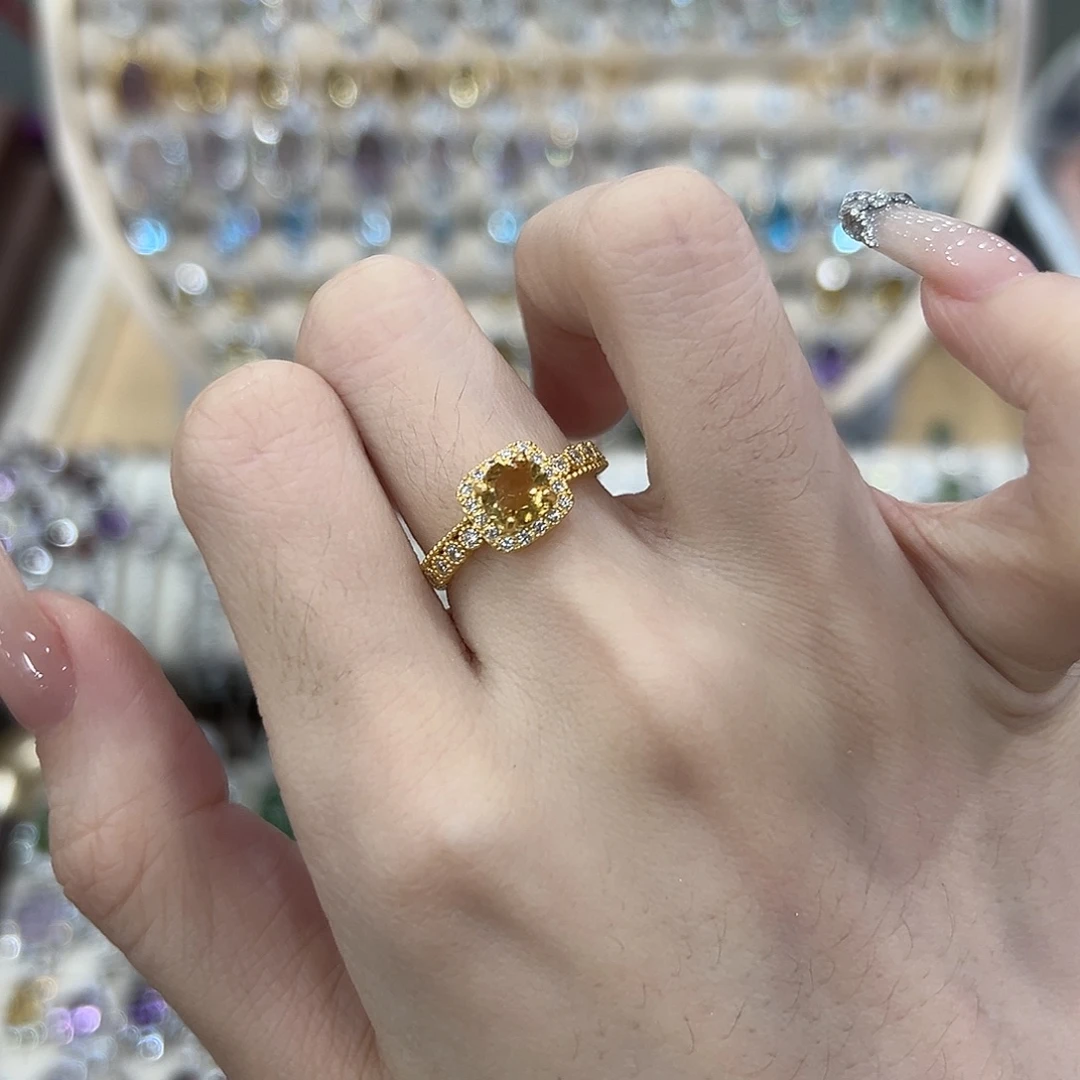 戒指银S925镶嵌黄晶